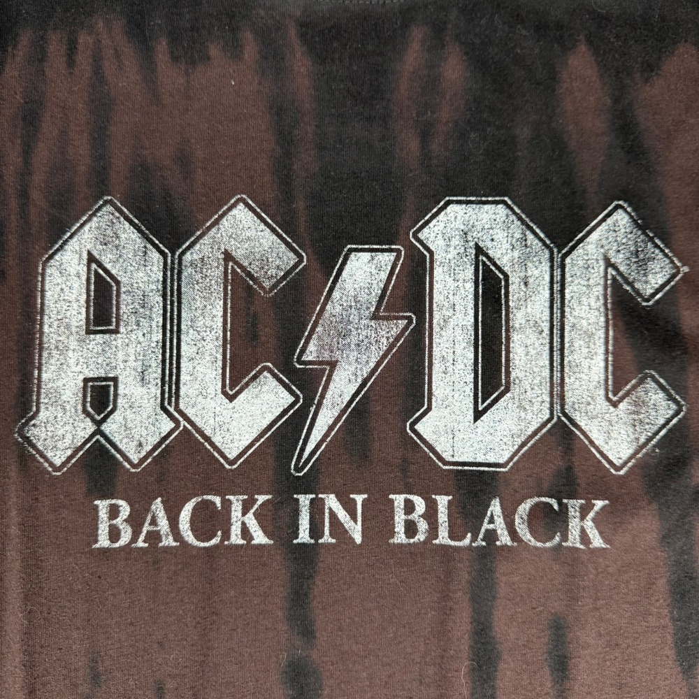 AC/DC Back in Black Tie Dye Graphic T-Shirt Mens XXL‎ Black Brown Rock Band Tee - Picture 3 of 7
